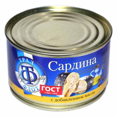 Сардина ТралФлот атлантическая натур с добав масла 240гр ж/б