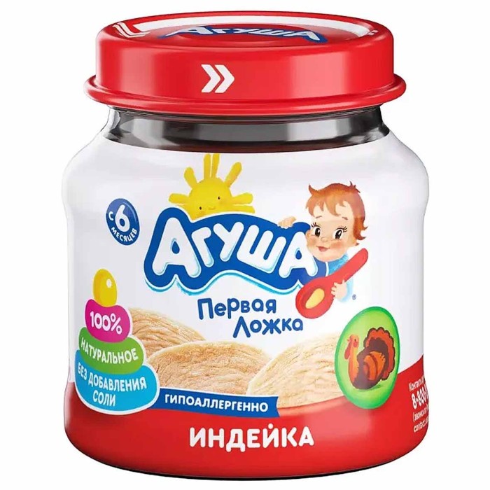 Пюре Агуша индейка с 6мес 80гр ст/б