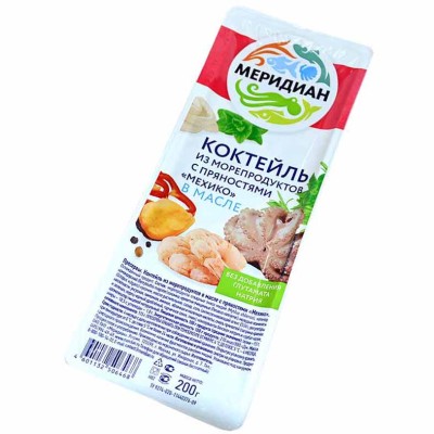 Коктейль морской Меридиан в масле с пряностями мехико 200гр пэт