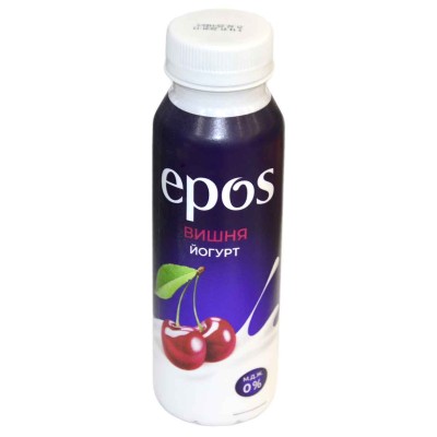 Йогурт питьевой Epos вишня 0% 250гр пэт