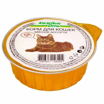 Корм для кошек Каждый день мясное ассорти 100гр ж/б