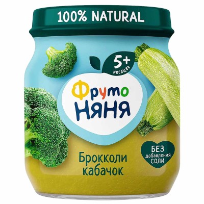 Пюре Фруто Няня брокколи-кабачок 5+ 110гр ст/б