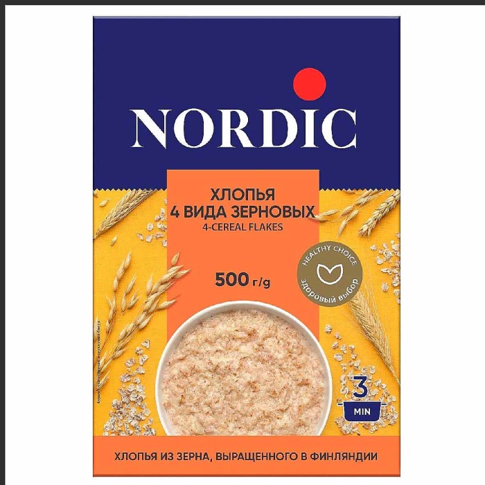 Хлопья Nordic 4 злака 500гр к/у