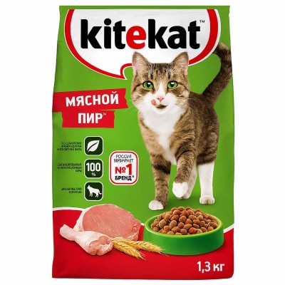Корм для кошек Kitekat мясной пир 1.3кг м/у
