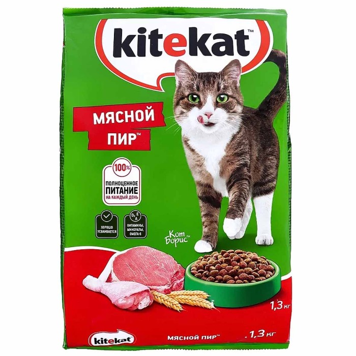 Корм для кошек Kitekat мясной пир 1.3кг м/у