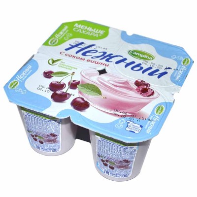 Йогурт Campina Нежный с соком вишни 1,2% 100гр пэт