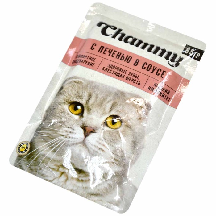Корм для кошек Chammy с печенью 85гр пауч