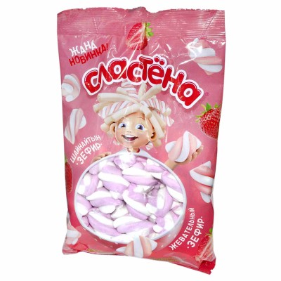 Зефир жевательный Сластена со вкусом клубничное мороженное 150гр м/у