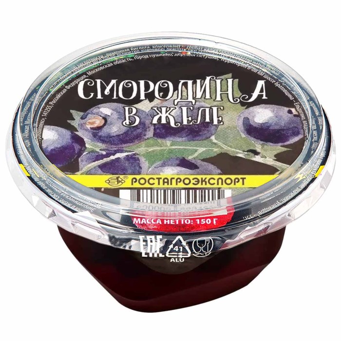 Фрукты в желе Ростагроэкспорт черная смородина 150гр пэт