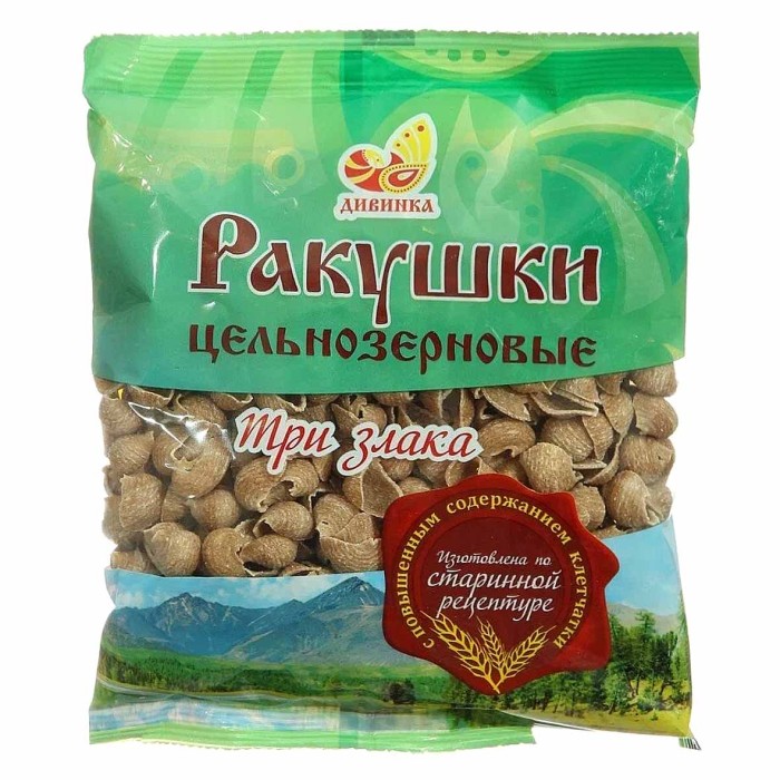 Макароны Дивинка 3 злака ракушки цельнозерновые 300гр м/у