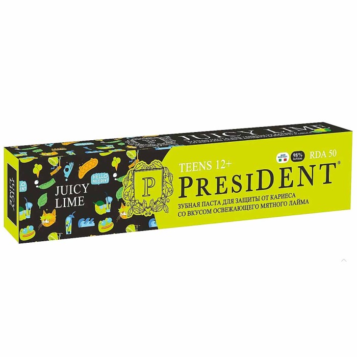 Паста зубная President Juicy lime детская 70гр к/у