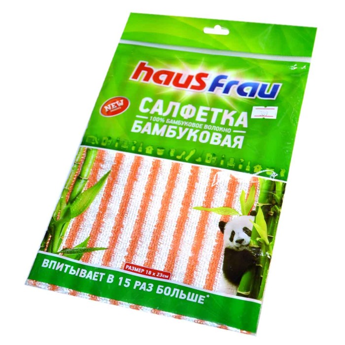 Салфетка для уборки Haus Frau бамбуковая 18*23см 1шт м/у