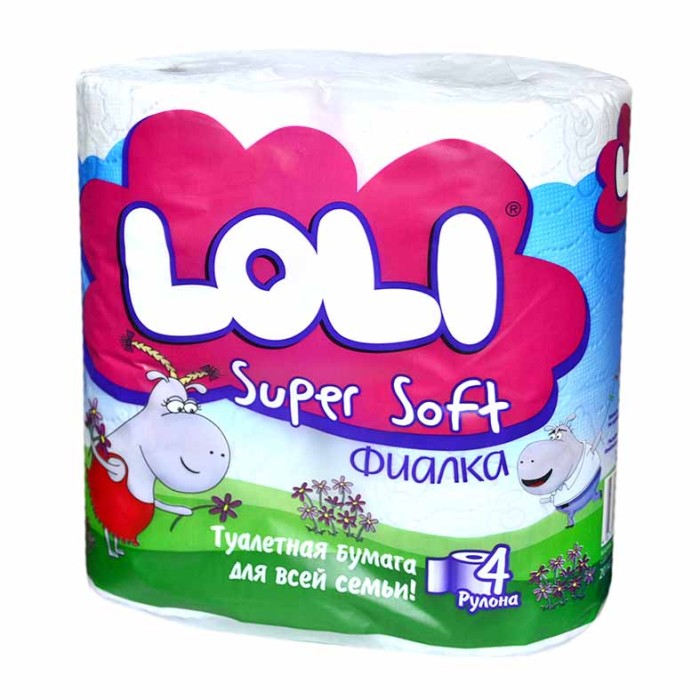 Бумага туалетная Loli Super Soft Фиалка 4шт м/у