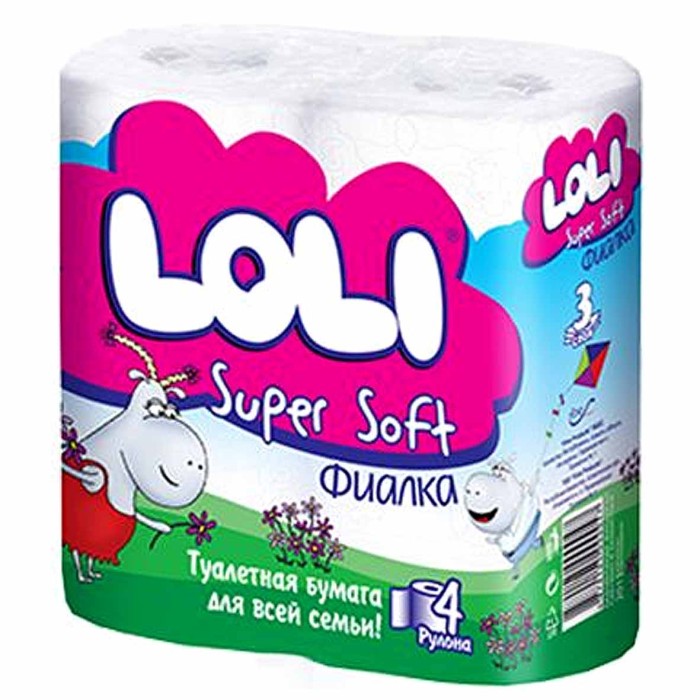 Бумага туалетная Loli Super Soft Фиалка 4шт м/у
