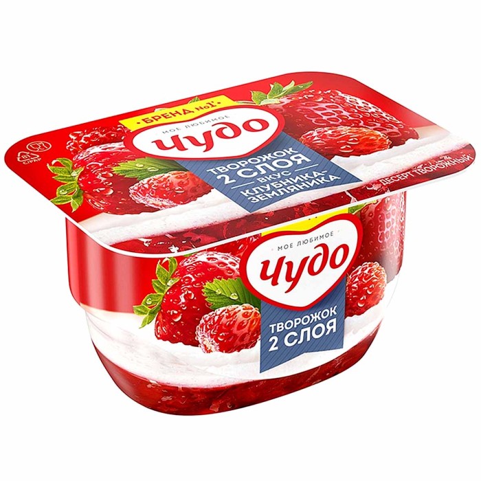 Десерт творожный Чудо клубника-земляника 4% 100гр пэт
