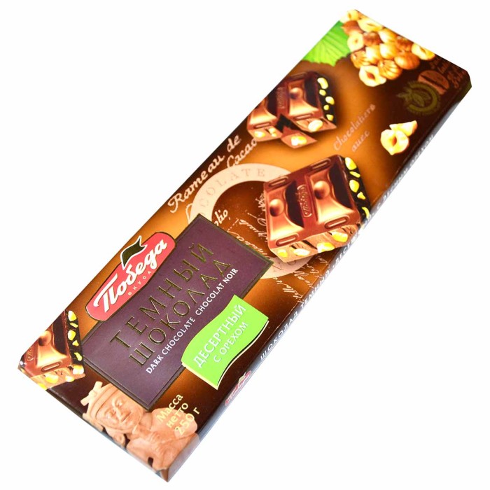 Шоколад Победа Десертный с орехом темный 250гр м/у