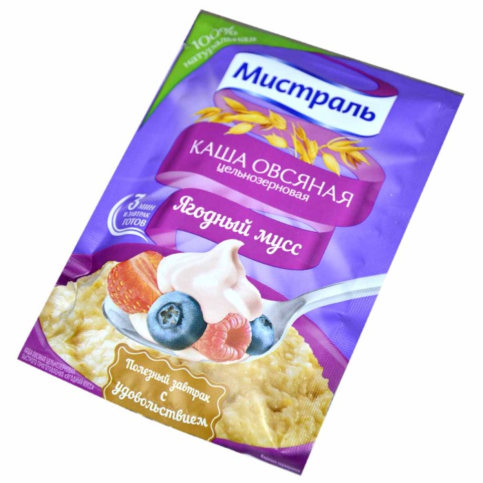 Каша овсяная Мистраль Ягодный мусс 40гр м/у