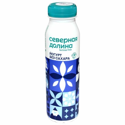 Йогурт питьевой Северная Долина безлактозный без сахара 2,5% 260гр пэт