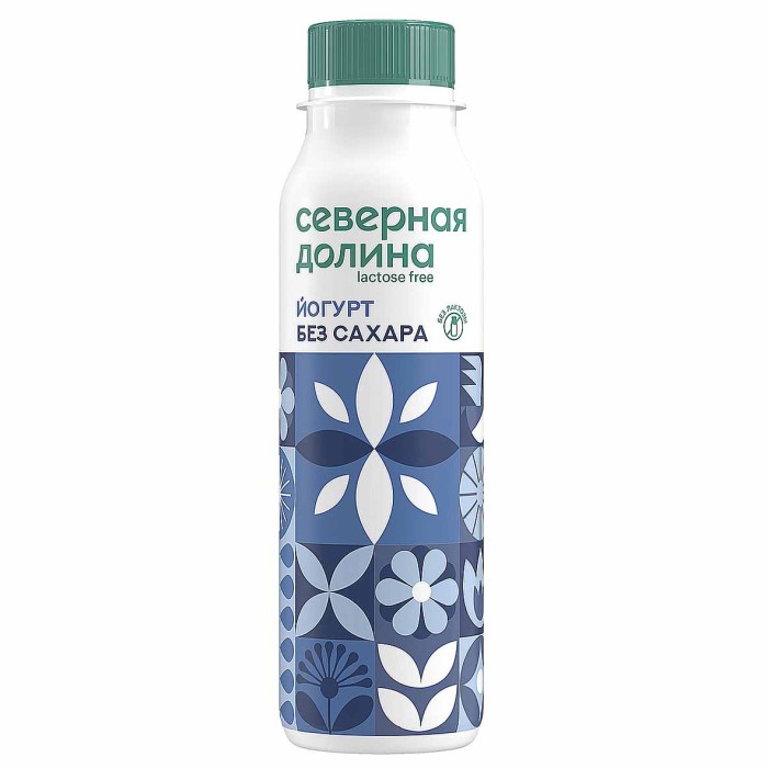 Йогурт питьевой Северная Долина безлактозный без сахара 2,5% 260гр пэт