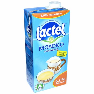 Молоко Lactel с витамином D 6% 1л т/п