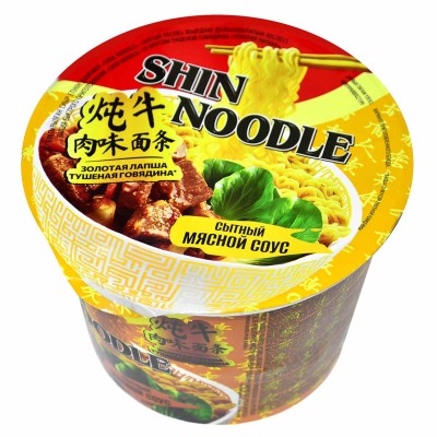 Лапша Shin Noodle Золотая со вкусом тушеной говядины 100гр пэт