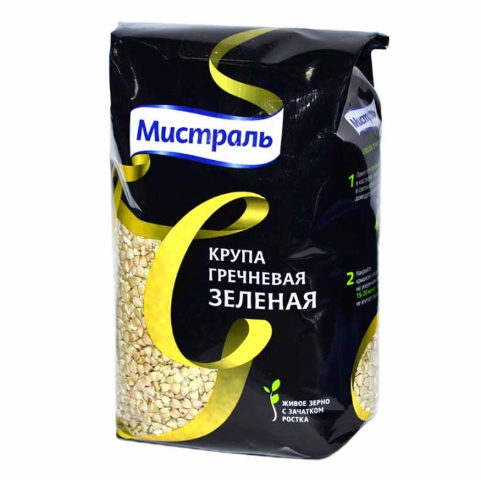 Крупа гречневая Мистраль зеленая 500гр м/у