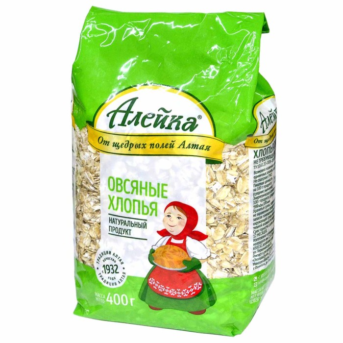 Хлопья овсяные Алейка не треб варки 400гр м/у