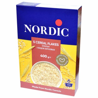 Хлопья Nordic 5 видов зерновых 400гр к/у