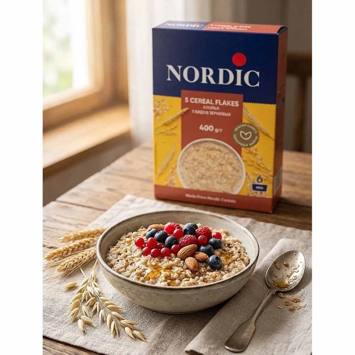 Хлопья Nordic 5 видов зерновых 400гр к/у