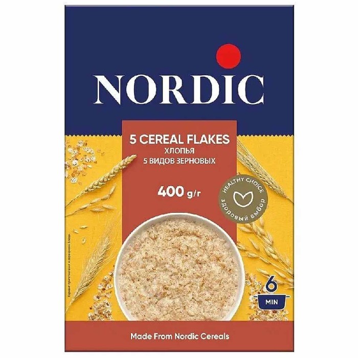 Хлопья Nordic 5 видов зерновых 400гр к/у