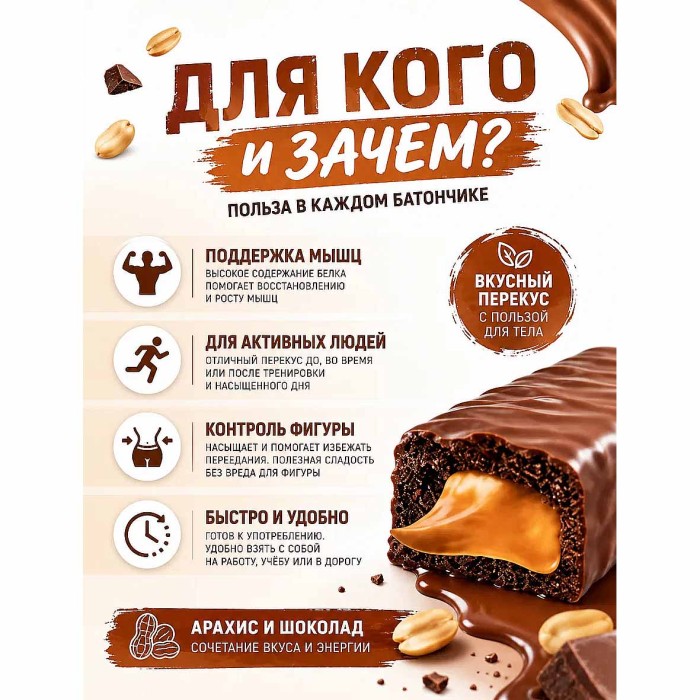 Батончик Onlyfit Арахис-Шоколад глазированный 50гр м/у