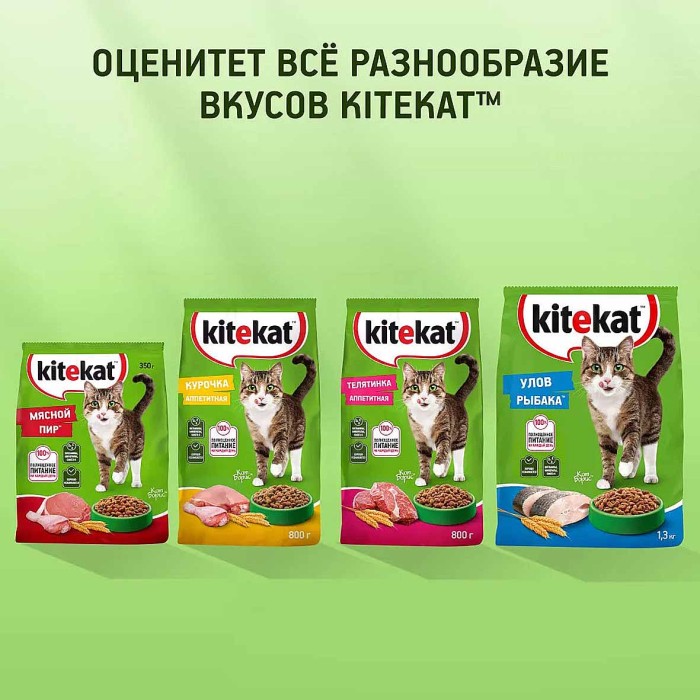 Корм для кошек Kitekat телятинка аппетит 1.3кг м/у