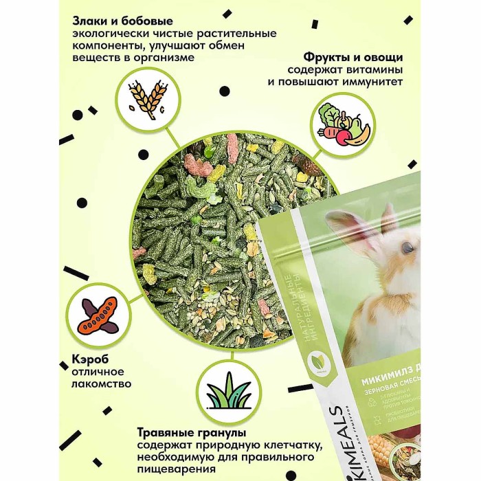 Корм для кроликов Mikimeals 800гр м/у