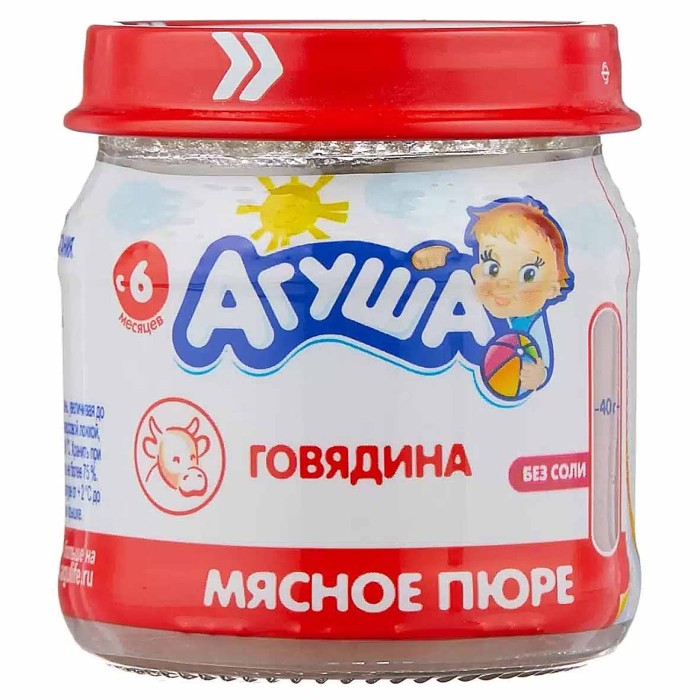 Пюре Агуша из говядины с 6мес 80гр ст/б