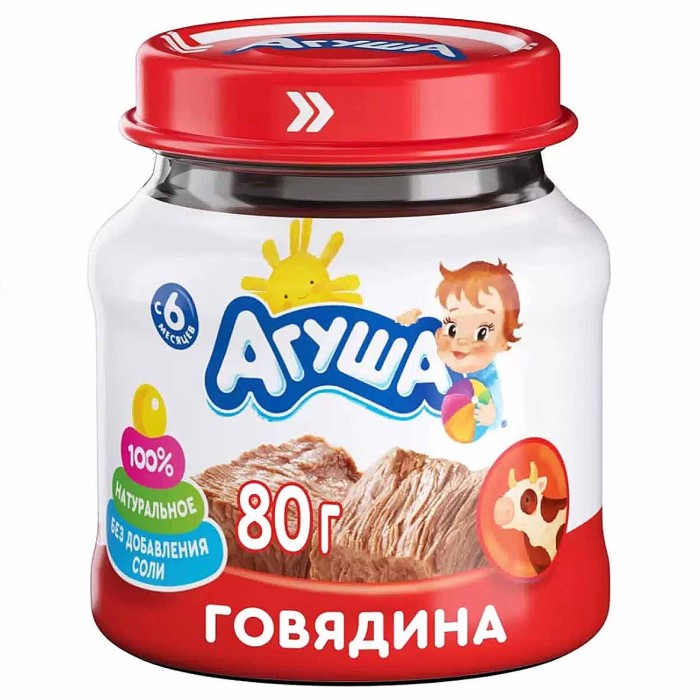 Пюре Агуша из говядины с 6мес 80гр ст/б