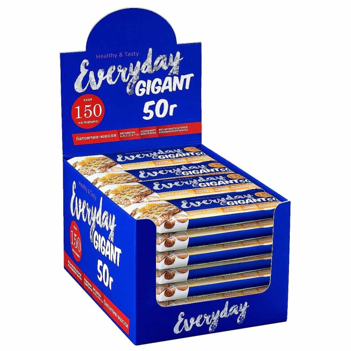 Батончик-мюсли Everyday Gigant с орехами и медом 50гр м/у