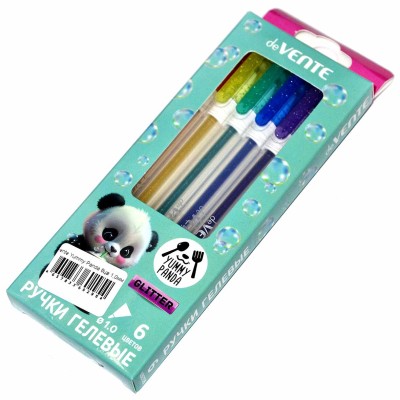 Набор ручек гелевых Devente Yummy Panda 6цв 1,0мм с блестками арт5051536