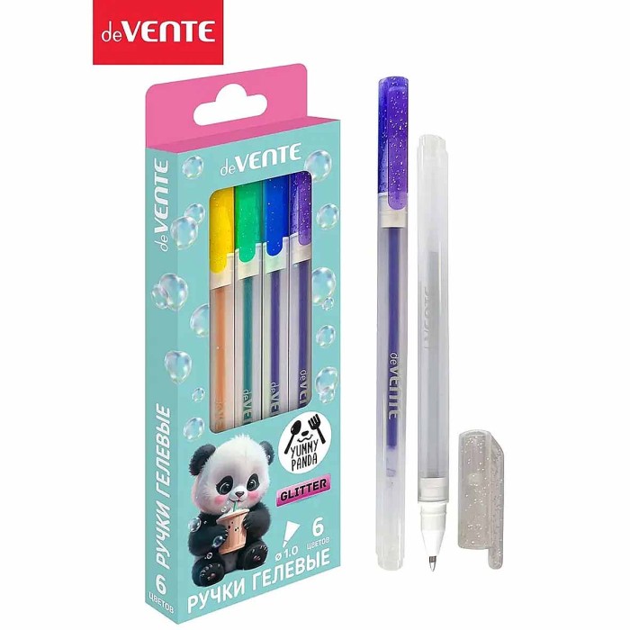 Набор ручек гелевых Devente Yummy Panda 6цв 1,0мм с блестками арт5051536