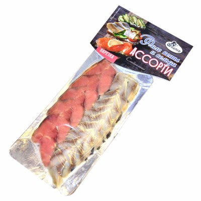 Ассорти рыбное Шкипер филе кеты и сельдь с/с 200гр в/у