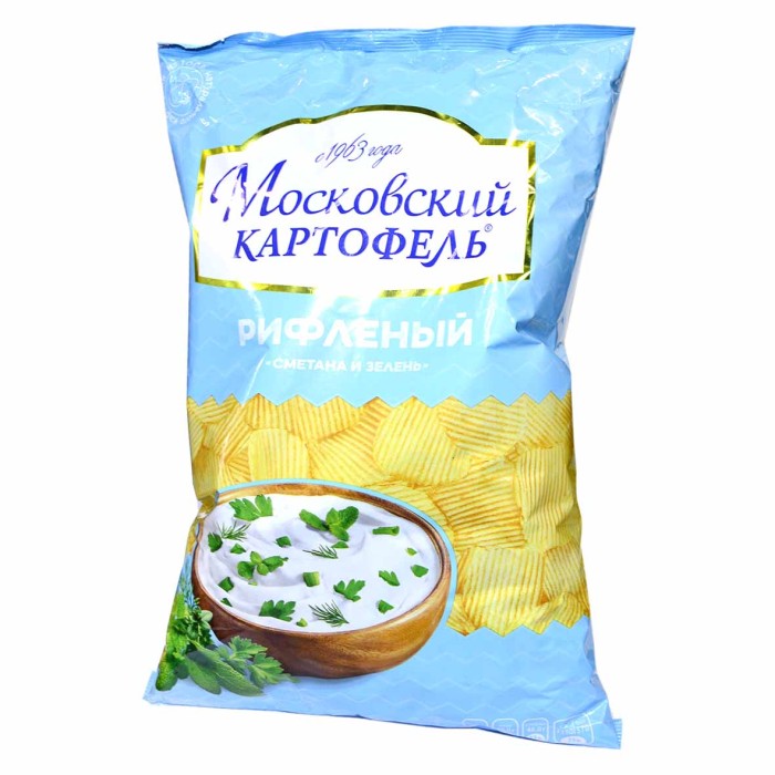Чипсы Московский картофель рифленые вкус сметана и зелень 150гр м/у