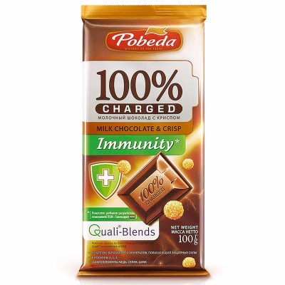 Шоколад Победа Иммунити Чаржед с криспом молочный 100гр м/у
