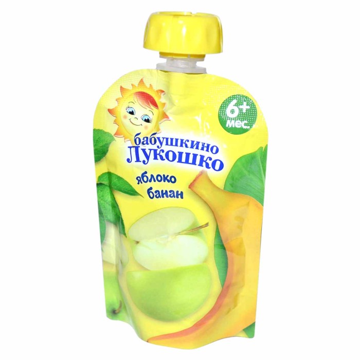 Пюре Бабушкино Лукошко яблоко/банан 6 мес 90гр д/п
