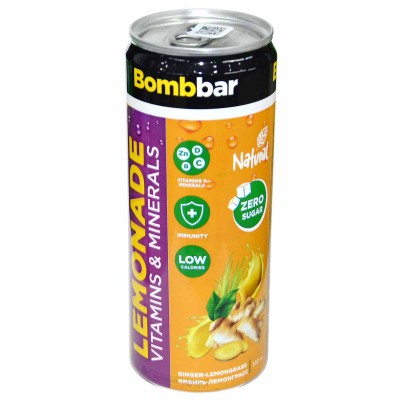 Лимонад Bombbar вкус имбиря и лемонграса газ 330мл ж/б