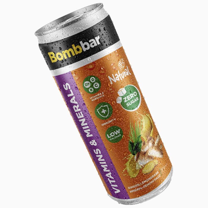 Лимонад Bombbar вкус имбиря и лемонграса газ 330мл ж/б