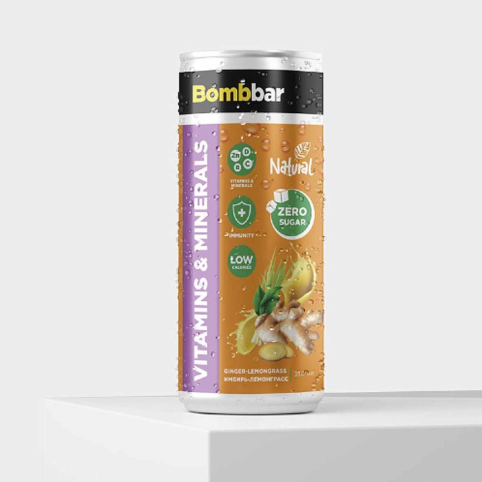 Лимонад Bombbar вкус имбиря и лемонграса газ 330мл ж/б