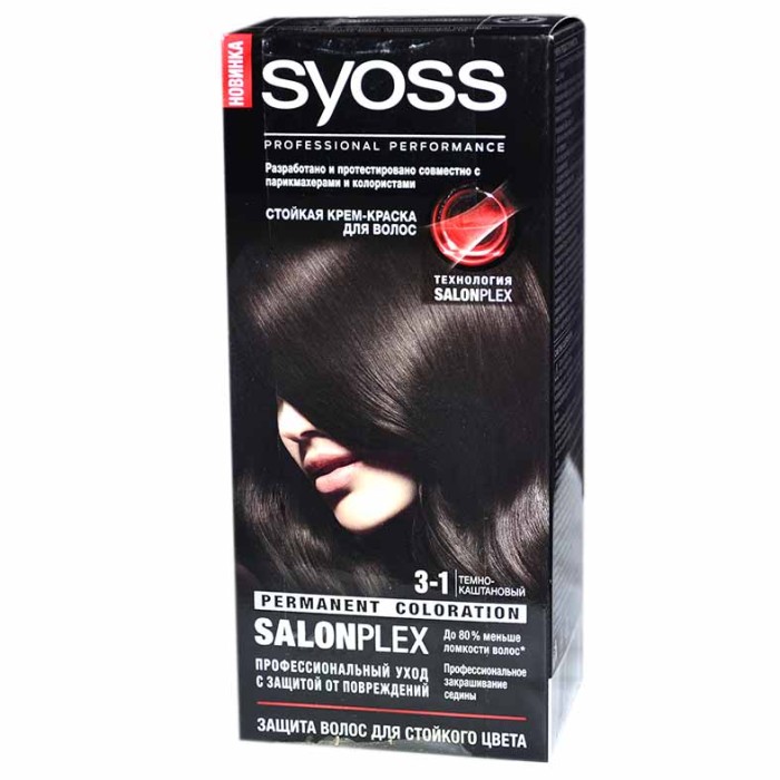 Краска для волос Syoss Color 3-1 Темно-каштановый 110мл к/у