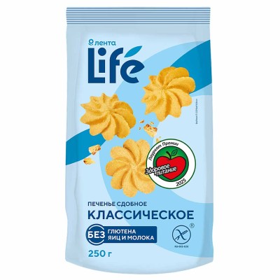 Печенье сдобное Лента Life классическое 250гр м/у
