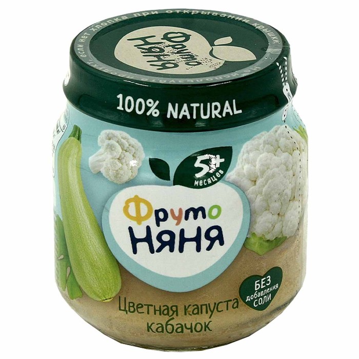 Пюре Фруто Няня цветная капуста-кабачок 5+ 110гр ст/б