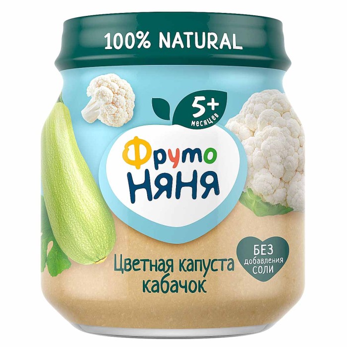Пюре Фруто Няня цветная капуста-кабачок 5+ 110гр ст/б