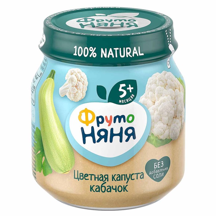 Пюре Фруто Няня цветная капуста-кабачок 5+ 110гр ст/б